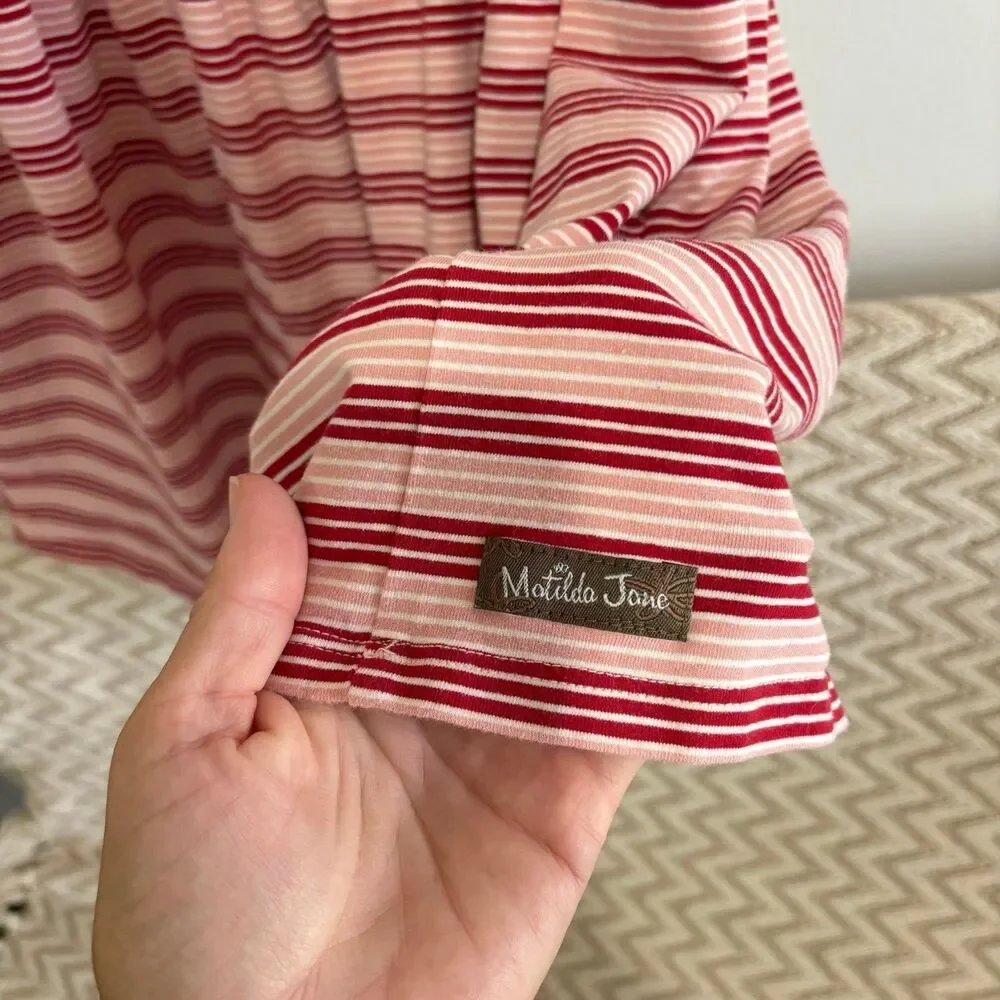 Matilda Jane Girls Heart to Heart Bookworm Knit Lap Dress Pink Red Size 8
